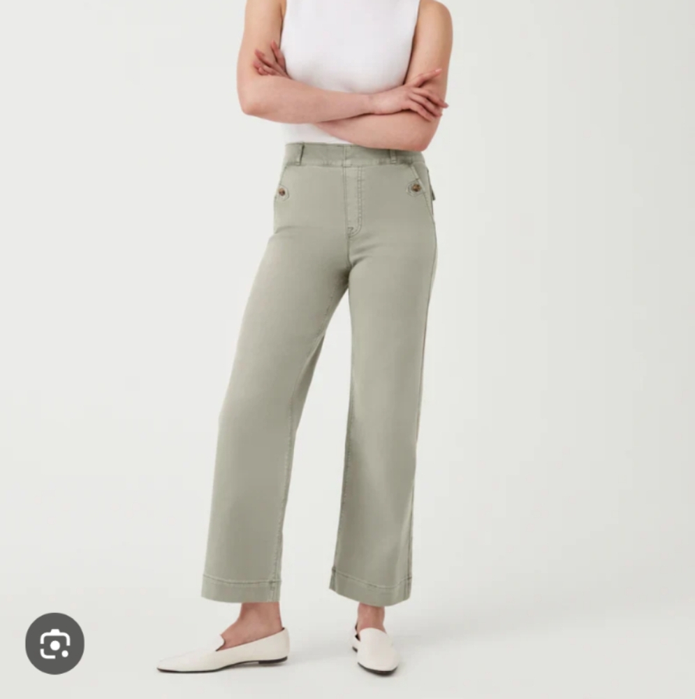 SPANX Wide Leg Pants in Light Olive